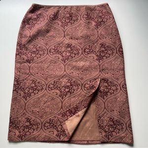 Beige and purple vintage knee length skirt